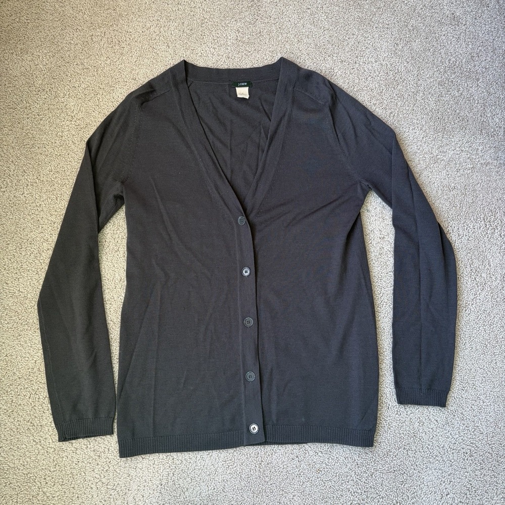 J. Crew Button Cardigan 100% Merino Wool Women's Medium Gray
